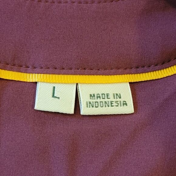 Orvis Maroon Notiched V-neck 3/4 Sleeve Zip Pocket Top Size L - Picture 6 of 9